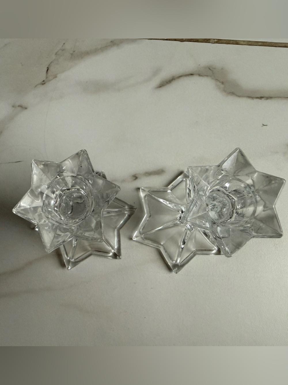 2 Glass Crystal-Style Candle Holders - Picture 2 of 4